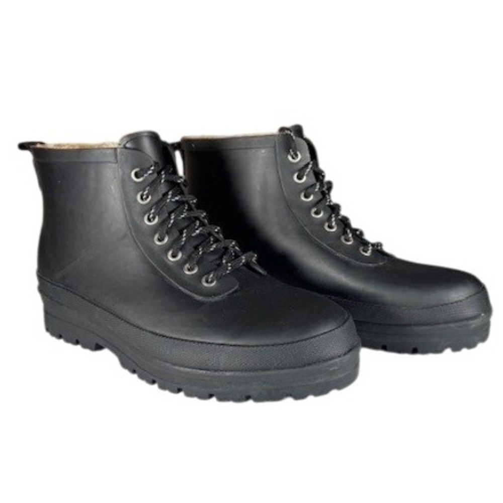 NWOT Chooka Black Waterproof Shearling Hiker Lace Up Rain Boots Womens Size 10